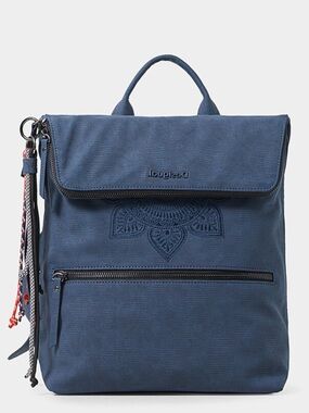 Desigual Aquiles Nerano Square Flap Navy Blue Backpack